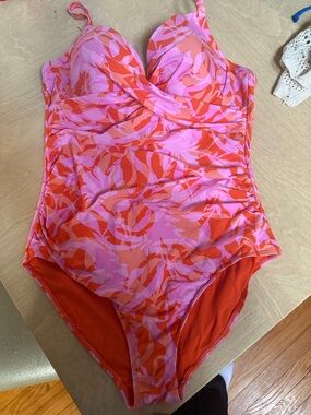 Floral Pink & Orange Girls One-Piece Swimsuit with Supportive Fit